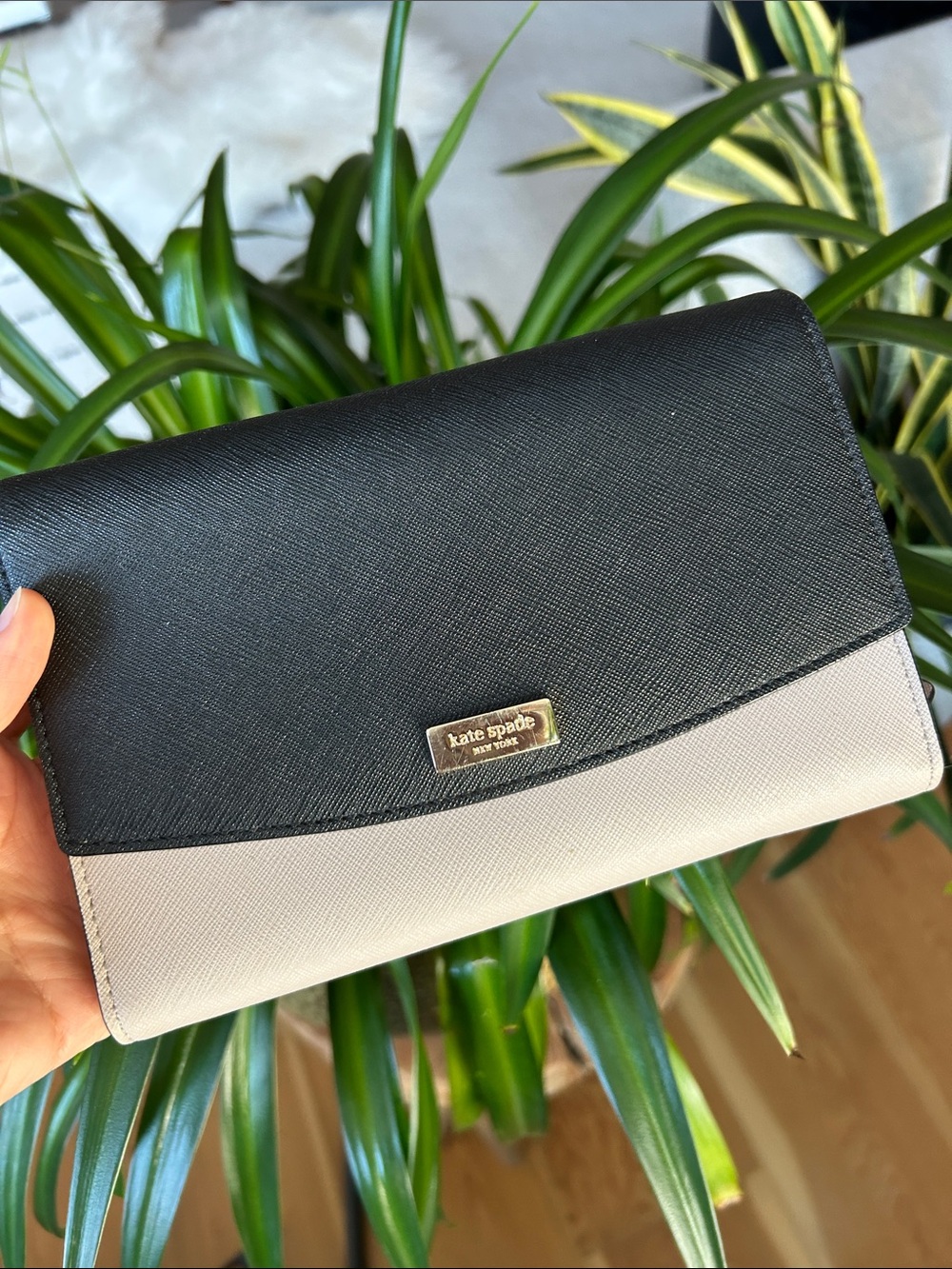 kate spade Black and blush pink wallet/ purse with strap